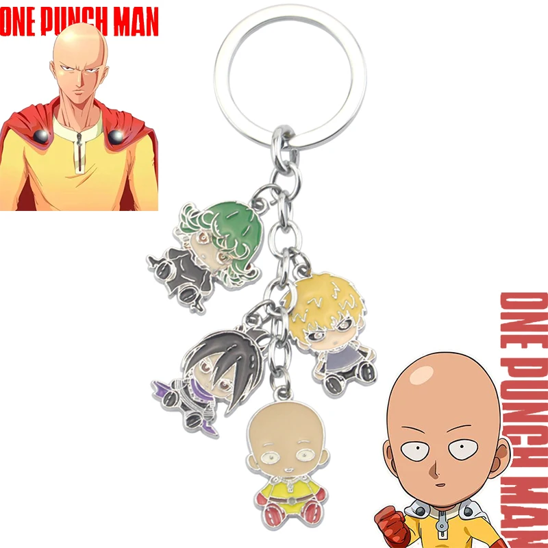 

Hot Anime One Punch Man cartoon keychain Pendant Saitama Tatsumaki Genos Fashion Colorful Alloy Keyring Jewelry Gifts