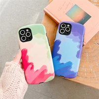 ultra thin watercolor oil painting matte phone case for iphone 11 12 pro max x xs max xr 8 7 plus gradient protection cover