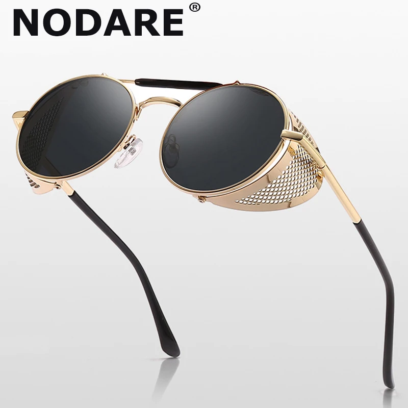 Солнцезащитные очки noакварельные круглые для мужчин и женщин UV400 в металлической