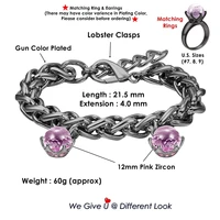 DreamCarnival1989 Black Pink Jewelry Set for Women Thick Weaving Charm Bracelet n Solitaire Ring Valentine Love Gift BR11498PKS2