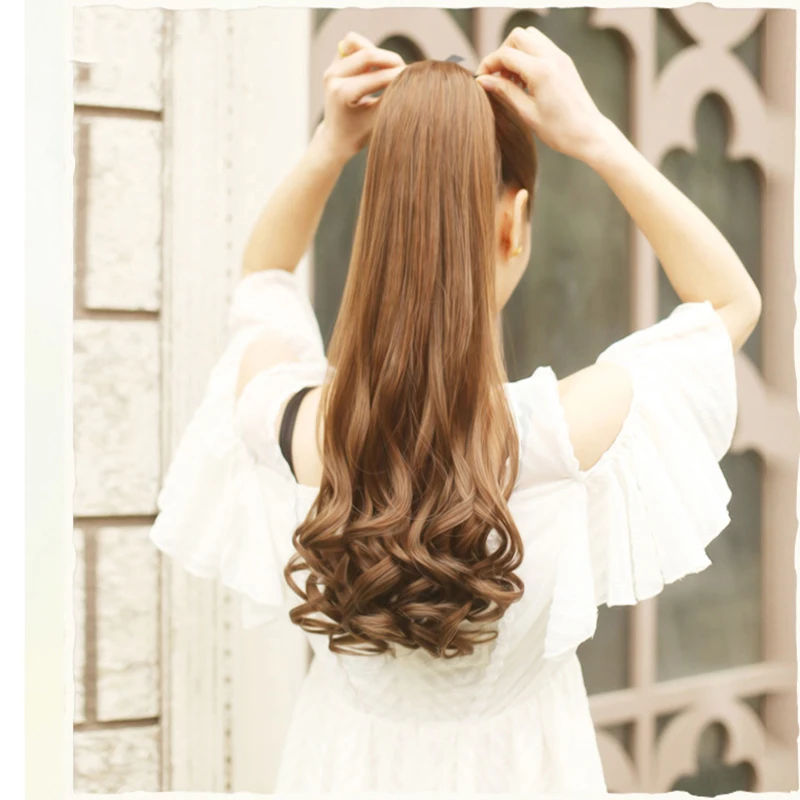 Aosi длинный кудрявый хвост шнурок синтетические волосы термостойкие зажимы для