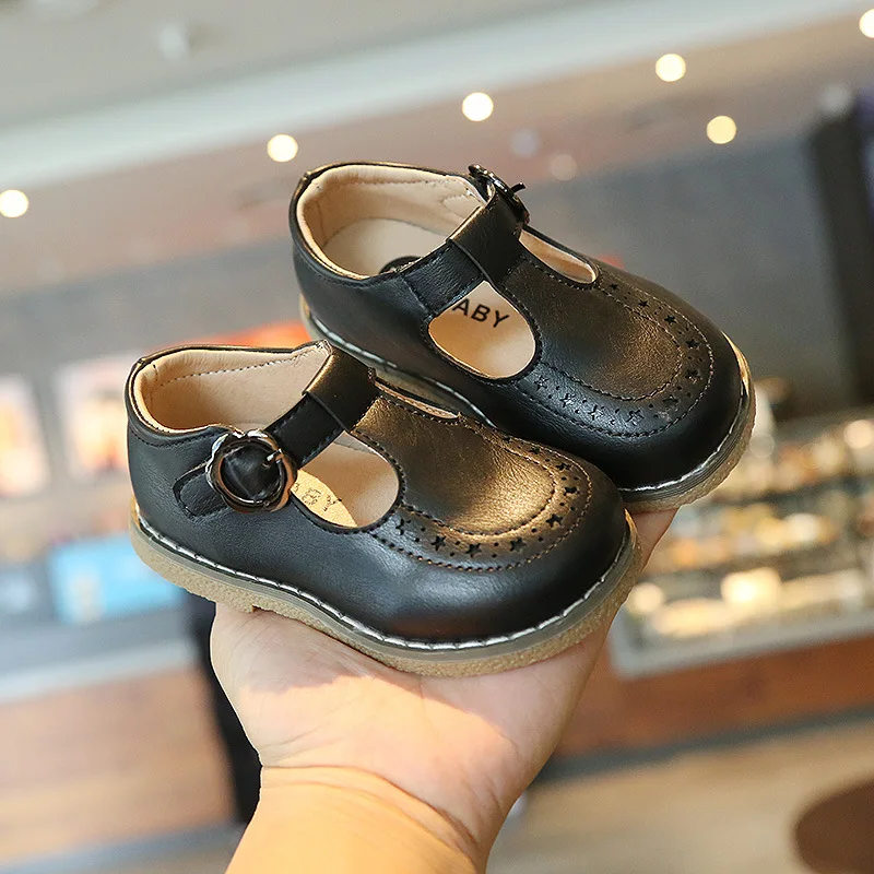 

Black Brown Girls Shoes Basic Mary Janes Kids Shoes Flats Basic Baby Toddlers Anti-Slippery Casual Shoes For Child Leather Shoes