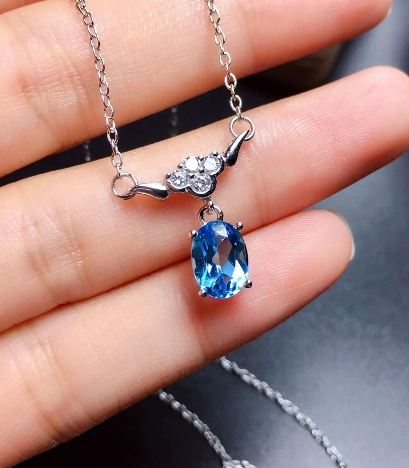 Голубой топаз стихийных бедствий и реальные топазом Цепочки ожерелья из