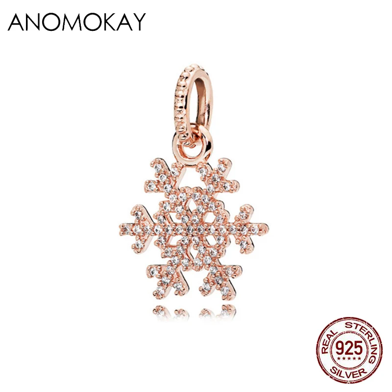 Anomookay, Стерлинговое серебро 925, смешанный стиль, розовое золото, сердце, дерево, цветок, подвеска, подходит для браслета Пандора, S925, Шарм для DIY ювелирных изделий - Цвет: CYZZ4815-MJ1