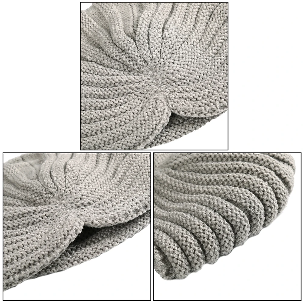 

Haimeikang Women New Bandanas Turban Winter Knit Turban Cap Center Cross Hair Scarfs Boho Knotted Warm Headband Muslim Hat
