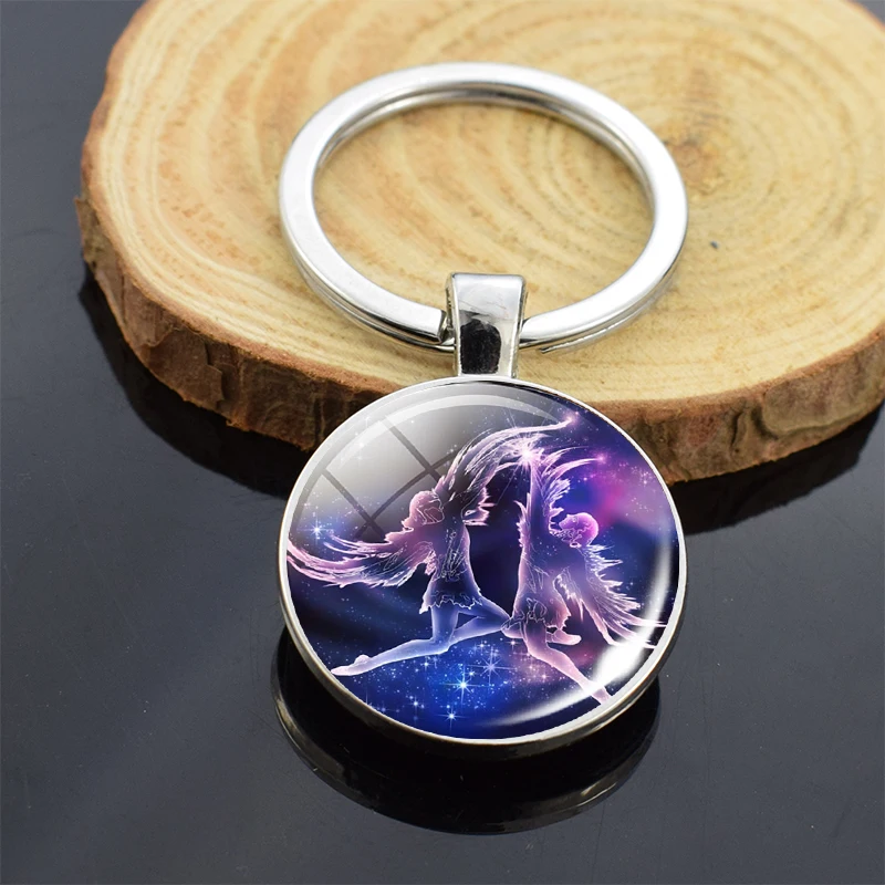 12 знаков зодиака брелок для ключей со стеклянным кабошоном лица|Брелоки| |
