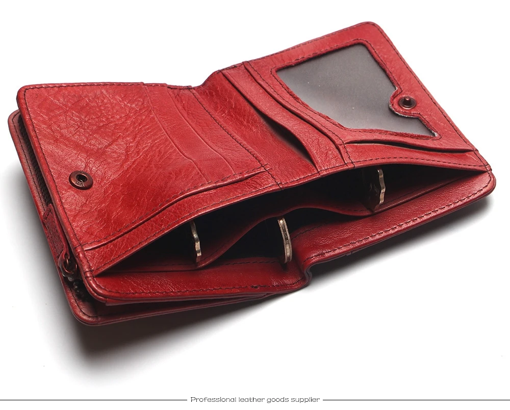 Natural Leather RFID Blocking Men's Top Layer Leather Brushed Wallet Handmade Retro Wallet Pure Leather Leather Coin Purse