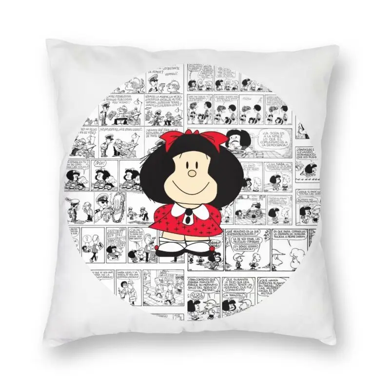 

Mafalda Cartoon Quino Comics Cushion Cover 45x45 Home Decor Print Throw Pillow Case for Car Double-sided