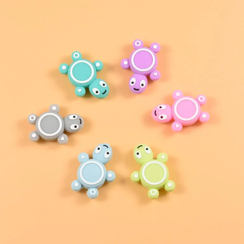 Mini tortuga de cuentas de silicona, Mini tortuga encantadora, sin BPA, chupete, cadena, Clip, mordedor para beb&eacute;, juguete artesanal, 10 Uds.-2