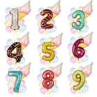 Фольгированные воздушные шары в виде пончиков, конфет, мороженого, украшение для дня рождения ребенка 1, 2, 3, 4, 5, 6, 7, 8, 9 лет, цифровые воздушный шар globos