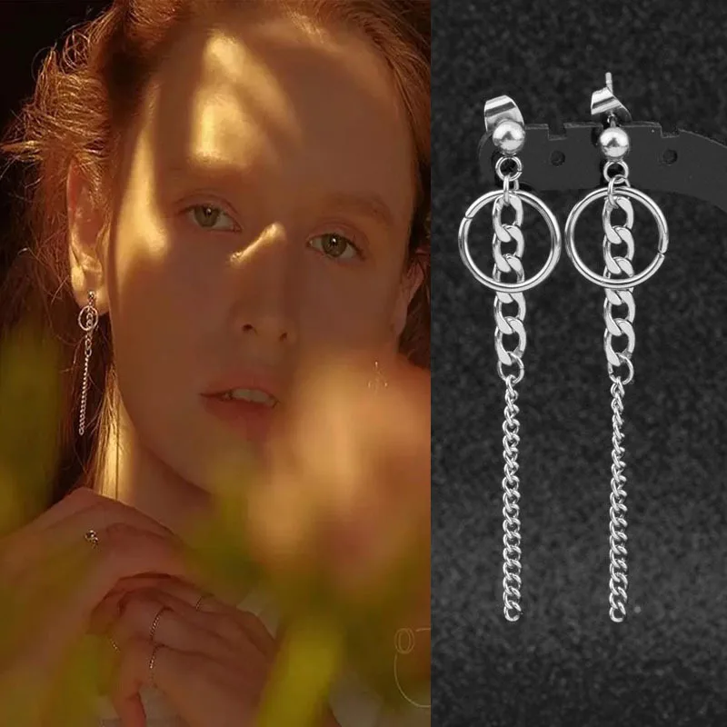 

Женские серьги-цепочки из нержавеющей стали в европейском и американском стиле