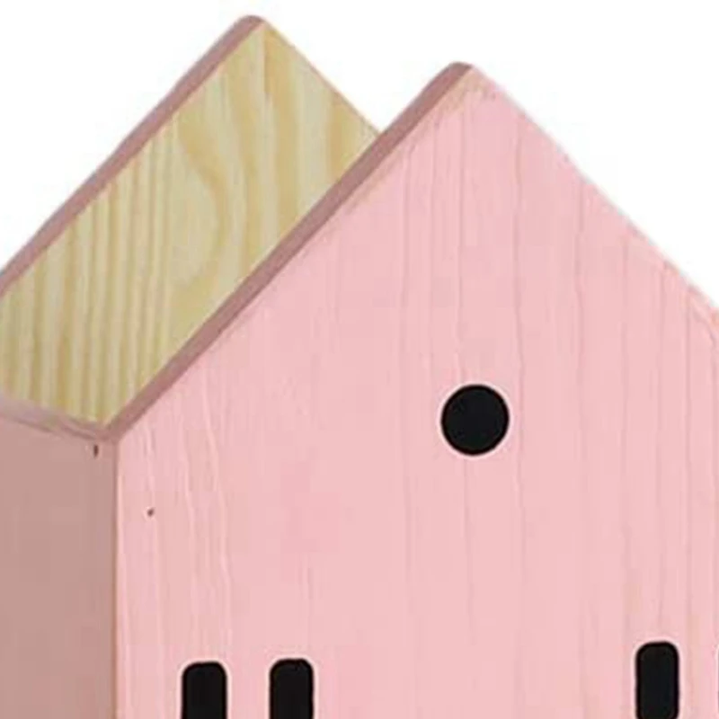 

House Shape Wooden Pencil Pen Holder Desktop Organizer Container Brush Stationery School Office Supplies