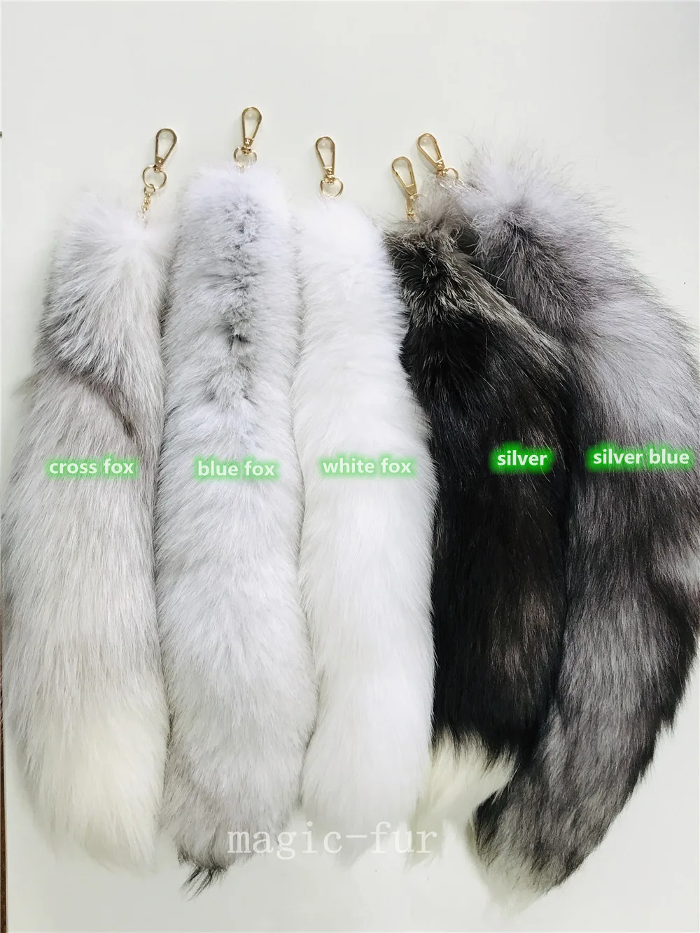 40cm/16"Real Silve Fox Fur Tail Keyring Bag Phone Pendant Cosplay Toy 10pcs/lot