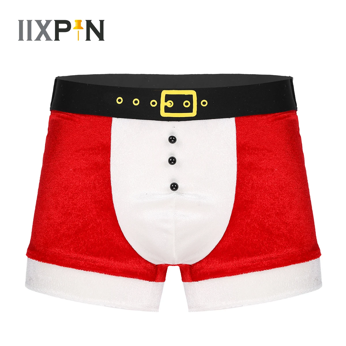

Men Gay Velvet Boxers Elastic Waistband Boxer Brief Low Waist Color Block Bulge Pouch Shorts Santa Clause Boxers Christmas Gift