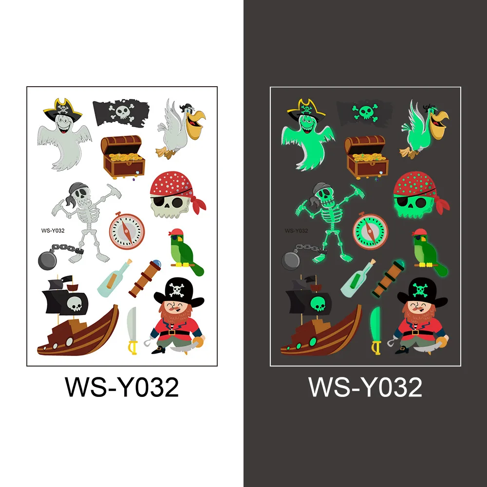 

1/12PCS Luminous Tattoo Stickers Kid Temporary Unicorn Fake Tattoos set Glow Face Arm Leg for Children Body Art Mermaid Sticker