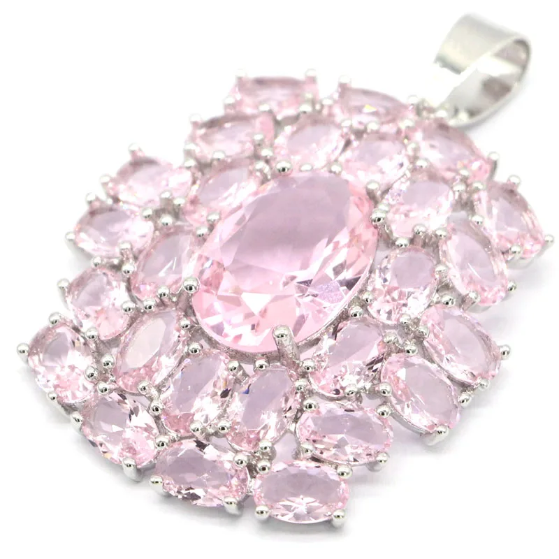 42x29 мм милый розовый кунцит для повседневной носки женская серебряная подвеска