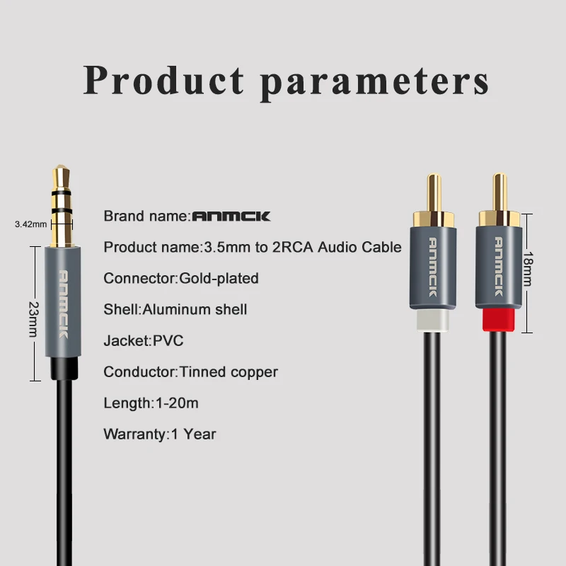Аудиокабель Anmck HIFI с разъемом Aux 3 5 мм на 2 RCA м 8 10 для ТВ приставки динамика провода