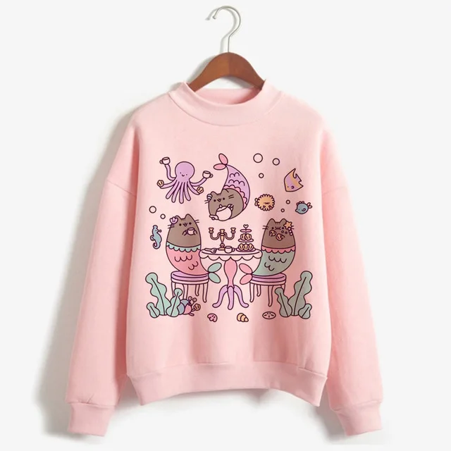 

Vintage Cat Print Vrouwen Losse Truien 2020 Alle-Wedstrijd Lange Mouw Herfst Katoen Sweatshirt Casual Hoodies Streetwear
