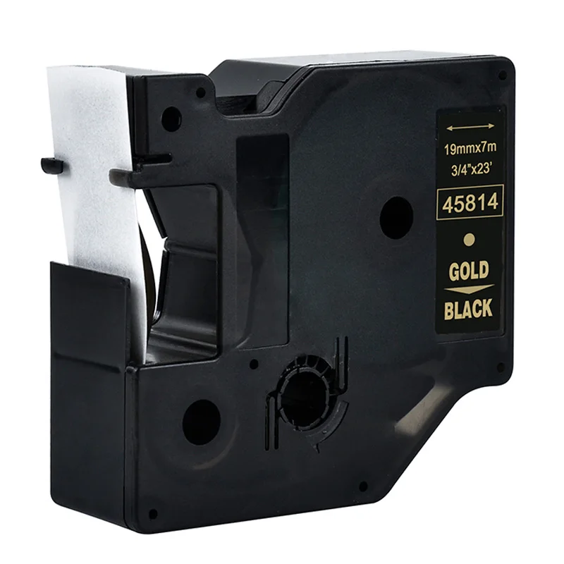 gold on black Многоцветный 45803 19 мм совместимый с dymo D1 19 мм Принтер этикеток 45800 45806 45807 45808 45809 45813 45814 для dymo 19 мм этикетка производители - Цвет: gold on black