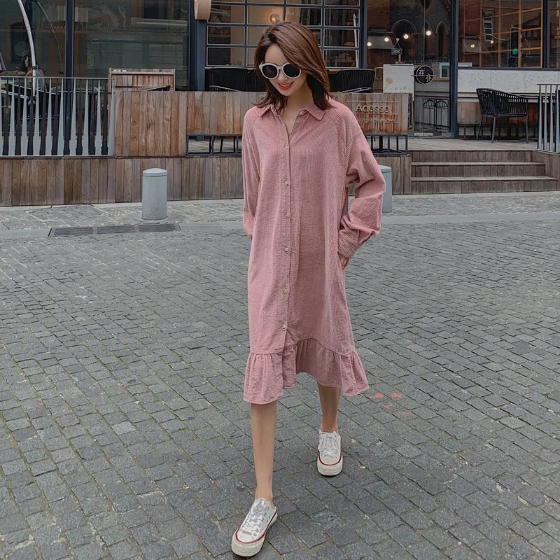 Осеннее платье для беременных женщин кормления грудью размера плюс с отложным