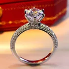 925 пробы серебро Для женщин Кольца с алмазами 1.0ct DEF Цвет VVS синтетический бриллиант Косынка Обручение кольца