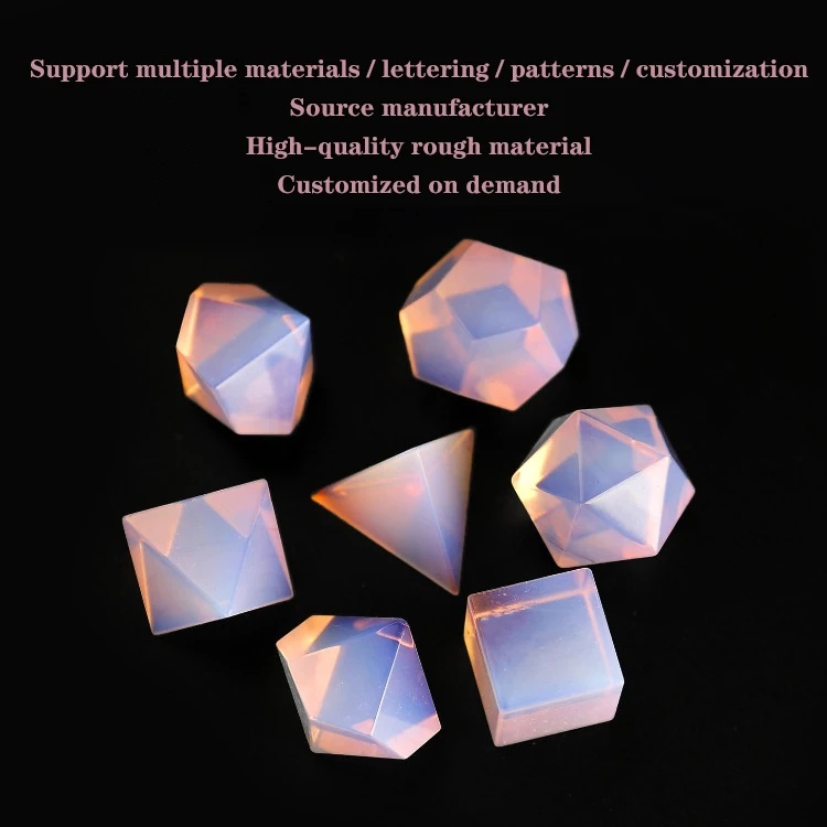 

7PCS 15-25mm Light Pink Gem Glass Prism Polyhedron Crystal Dice Toys Gifts Decoration Prism Glass Children Gifts Prism