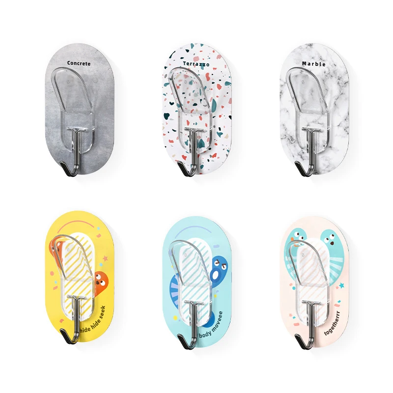 

Creative Towel Hook Plastic Door Hanger Self Adhesive Wall Hanger Hat Key Hanger Racks 304 Stainless Steel Load-bearing Hooks