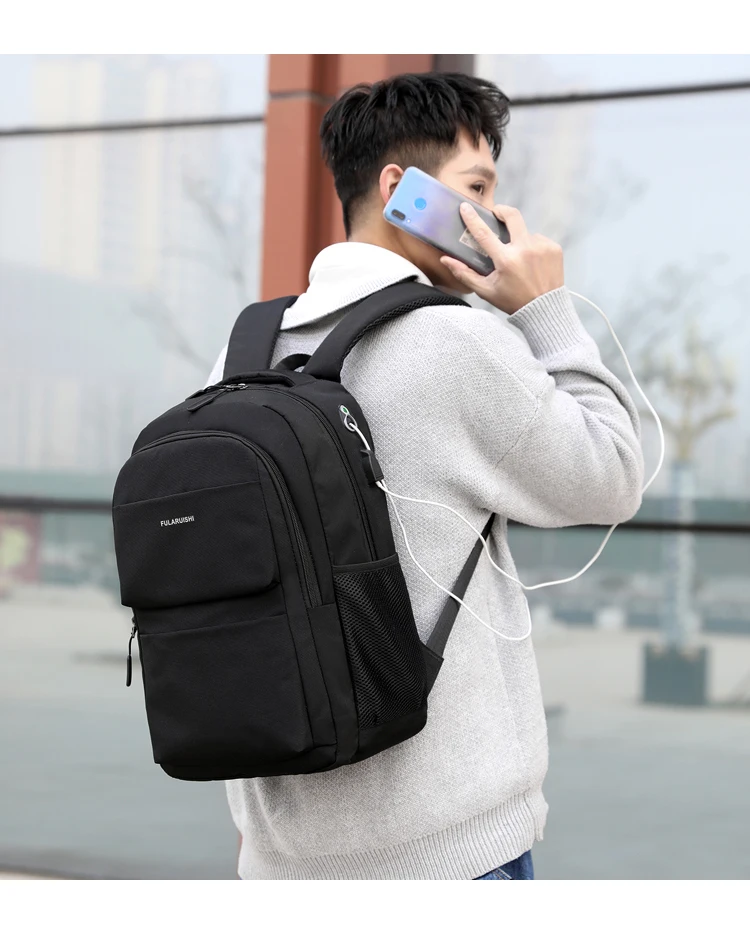 Men Backpack School Bag Waterproof Nylon New Schoolbag Business Laptop Polyester Bag 14 Shoulder Bag 15.6 Inch Computer Packsack