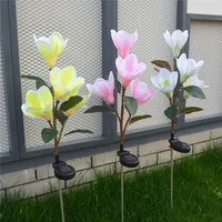 2PCS Outdoor Solar String Light 4 Led Magnolia Flowers Garden Decoration Landscape Lamp Energy-Saving Party Birthday
