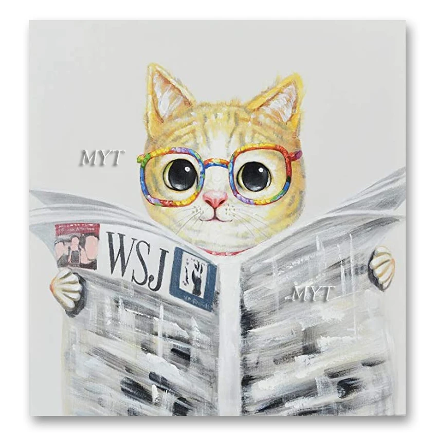 

No Framed Hand Painted Abstract 100% Hand-Painted Animal Cute Cat Oil Painting On Canvas Picture Wall Decorati Art Home Wall Pi