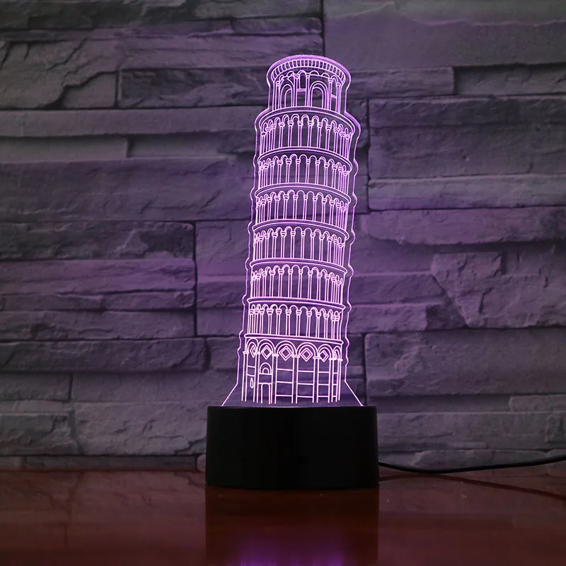 3d лампа наклонная башня Пизы Торре подвеска Пиза лучший подарок для детей
