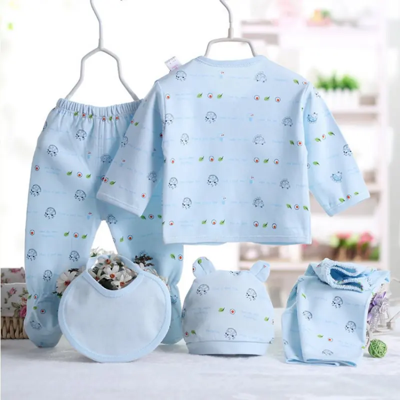 

5 PCS/set Spring Autumn Newborn Baby Clothing Set 0-3M Cotton Soft Cartoon Infant Boy Girl Clothes Underwear Set