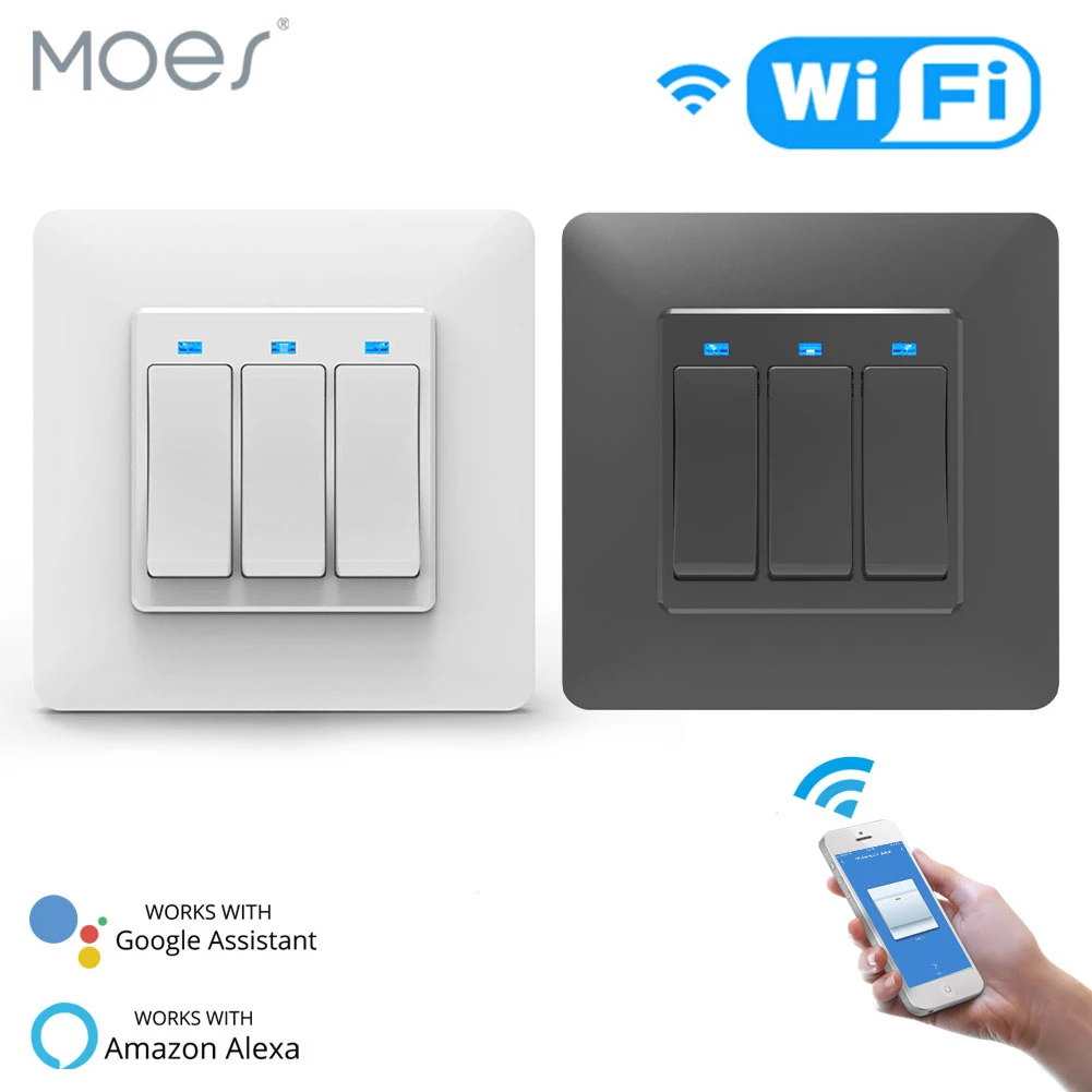 WiFi DE EU Смарт кнопочный переключатель 2 полосный мульти контроль 1/2/3 банды съемное