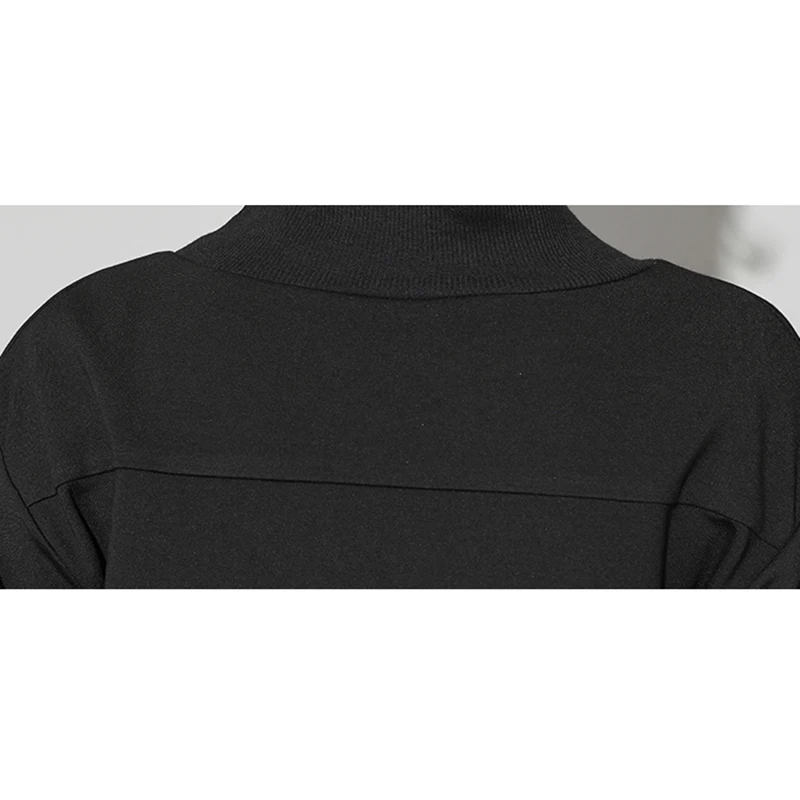 

Vintage Black Turtle Neck T Shirt Women Plus Size Kawaii Casual Long Sleeve Irregular Tops Korean Clothes
