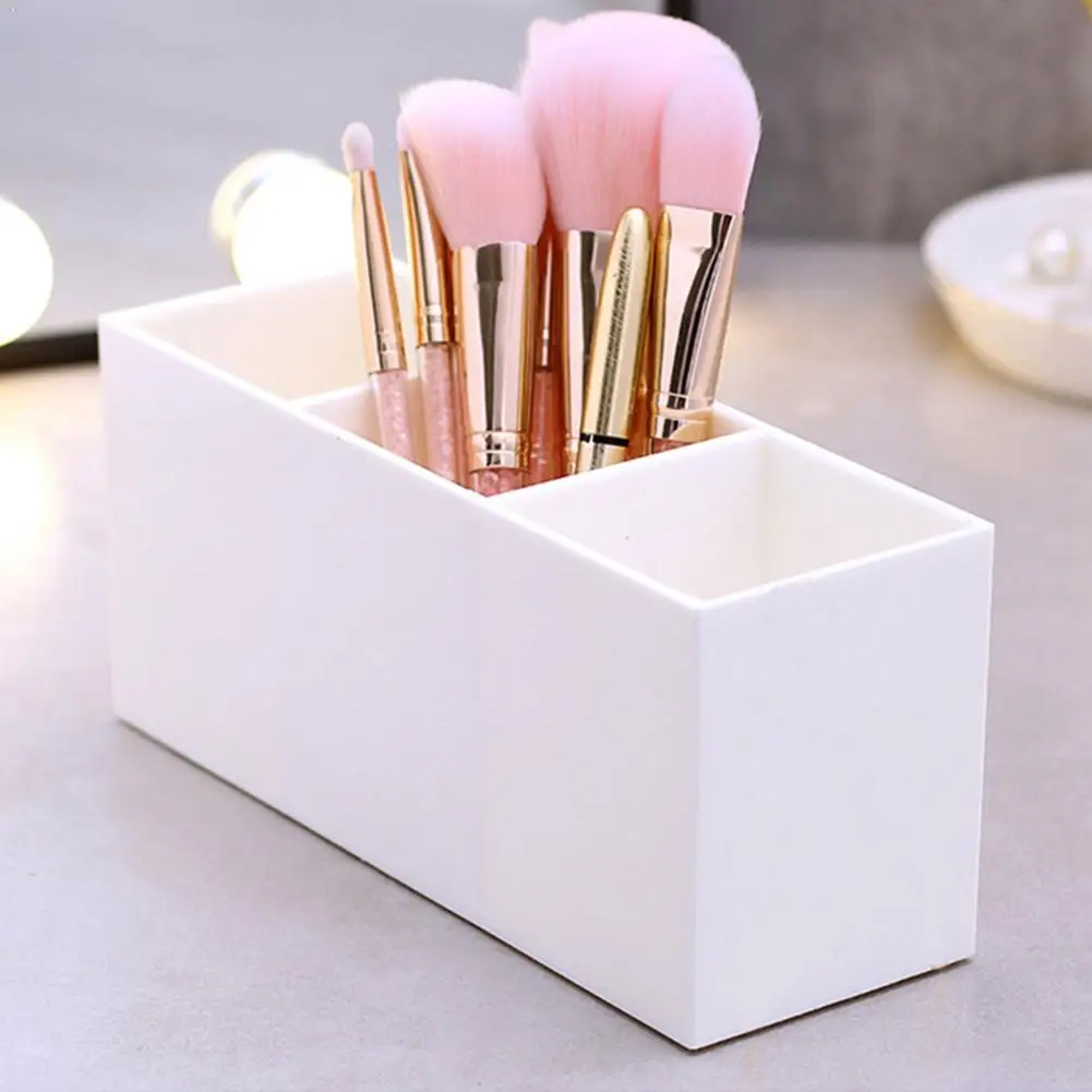 

3 Grid Cosmetic Makeup Brush Holder Storage Container Lipstick Eyebrow Organizer