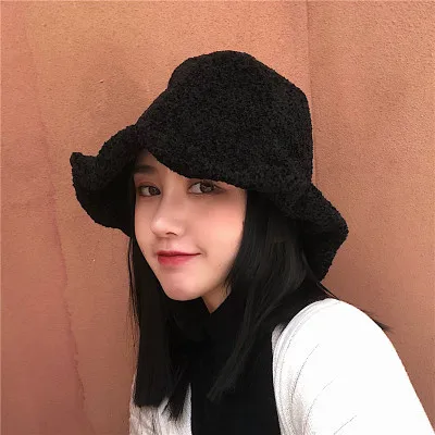 Японский осень зима теплое покрытие шапочка Для женщин Твердые Шляпы Панамы