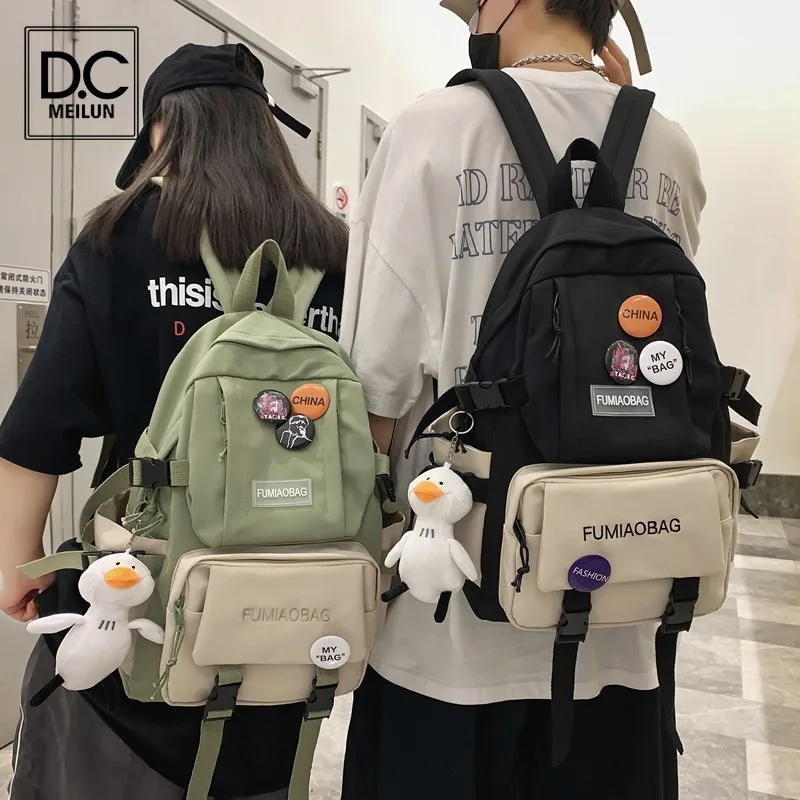 

DC.meilun Women's Backpack New Trend Nylon School Bag for Boys Girls Cute Pendant Large Student Shoulder Bags Mochilas Escolares
