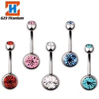 new g23 titanium multicolor inlaid zircon navel nail nombril ombligo navel ring womens belly perforated jewelry