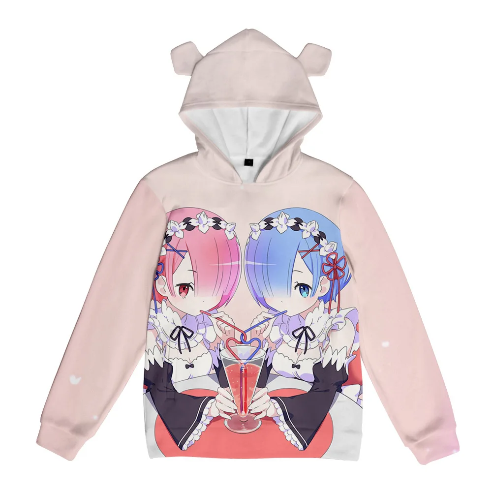 

New Re:Life in a different world from zero Pig Ear Hooded Sweatshirt Women/Men Clothes Casual Hoodie Sweatshirt FY01767X09