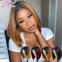 ombre transparent lace front bob wig straight brazilian lace closure bob wig remy human hair 13x4 lace front wig soft feel hair
