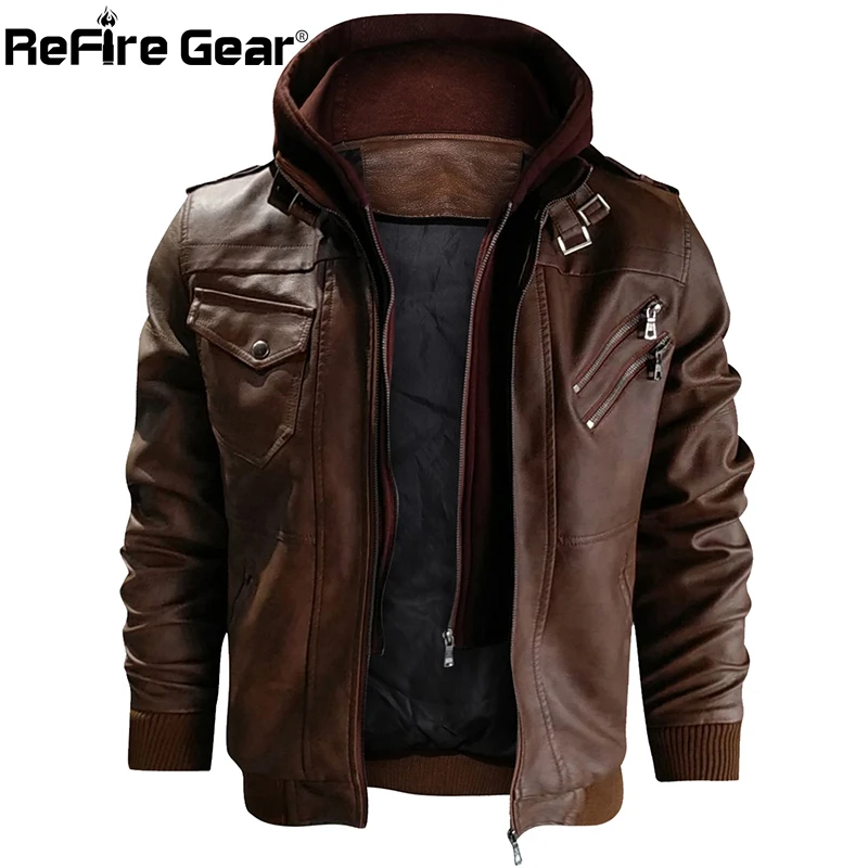 ReFire gear Bomber куртка из искусственной кожи Мужская винтажная Толстовка пилот Военная тактическая куртка зимние толстые теплые повседневные куртки мотоциклиста