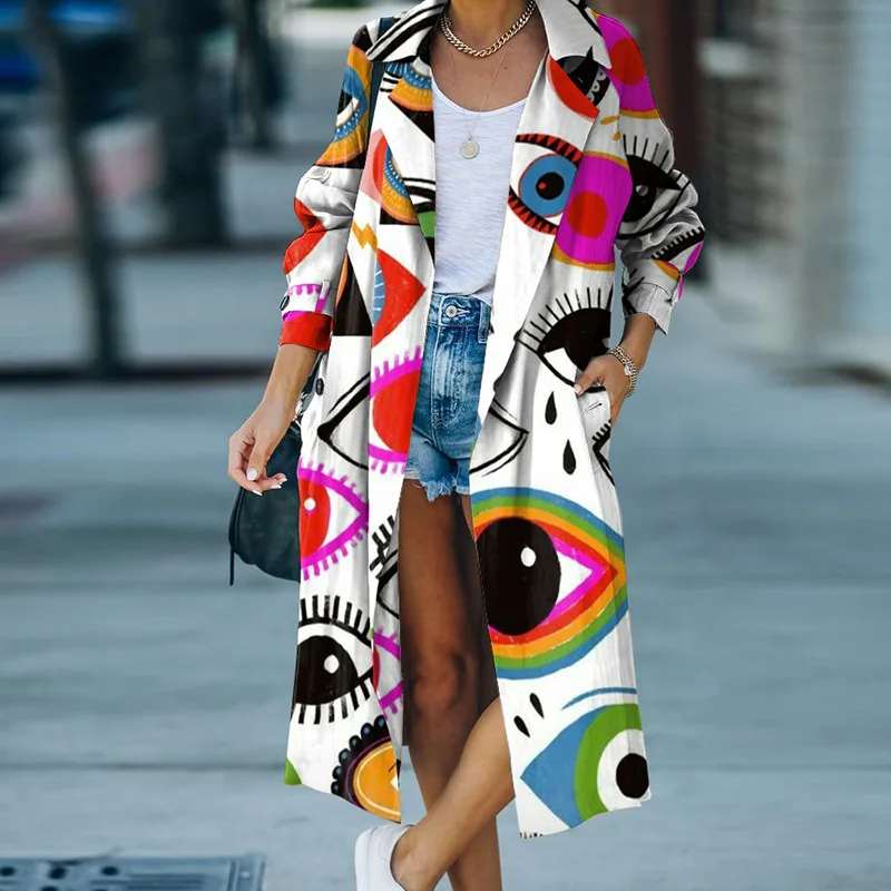 

2021 осенний Новый Женский Повседневный модный Тренч с отворотом, кардиган, верхняя одежда, ветровка, женская уличная одежда