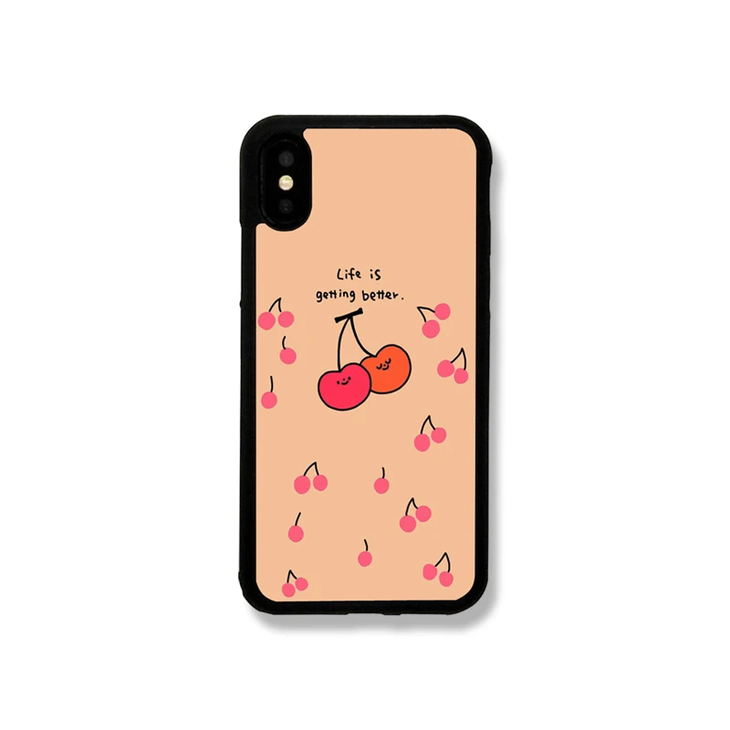 Силиконовый защитный чехол для iphone xs 7p 6 bigflower жизнь становится лучше вишня
