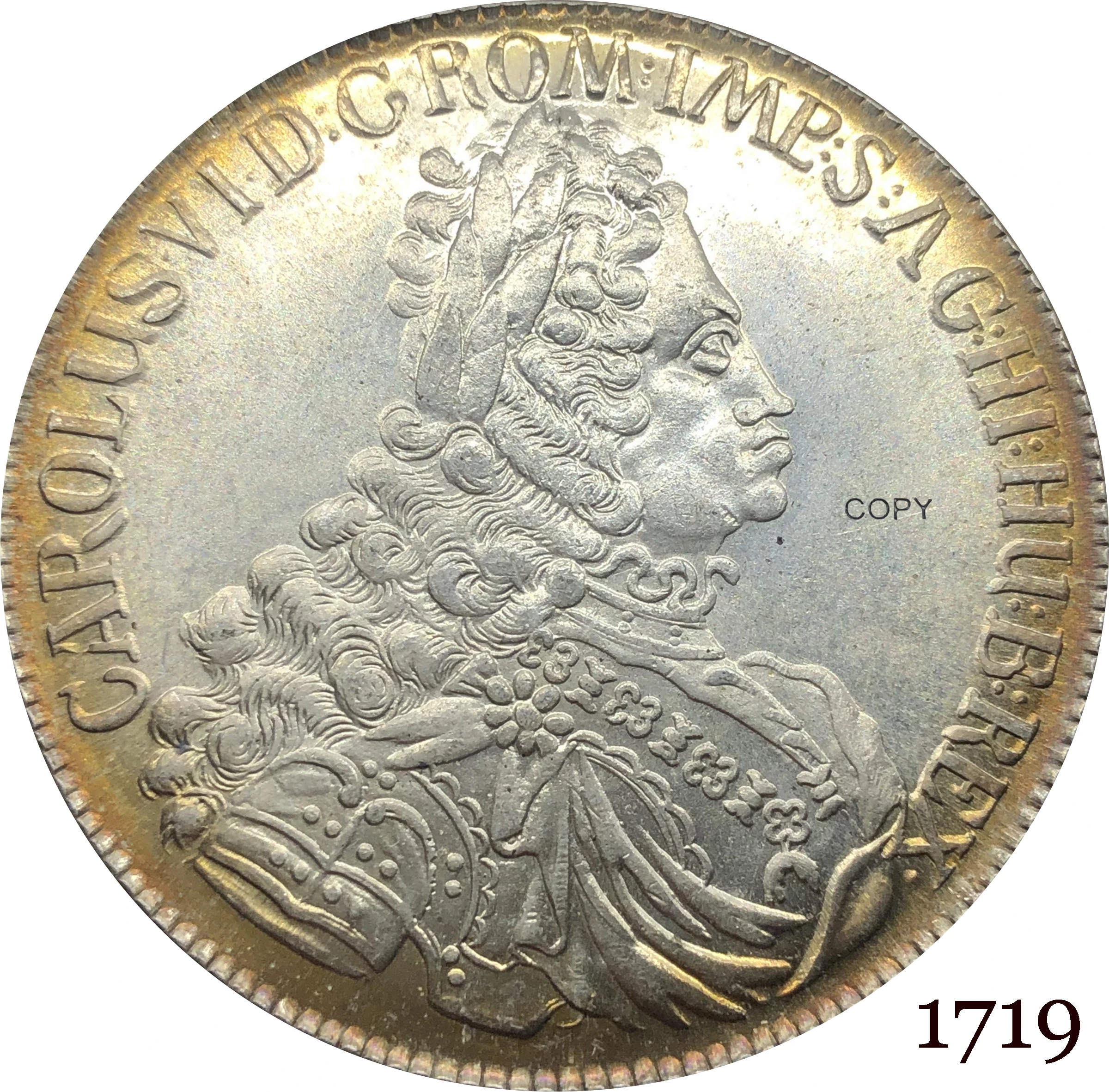 Австрия Habsburg 1719 1 герл Карл Ви Холл купроникель посеребренный Императорский Орел