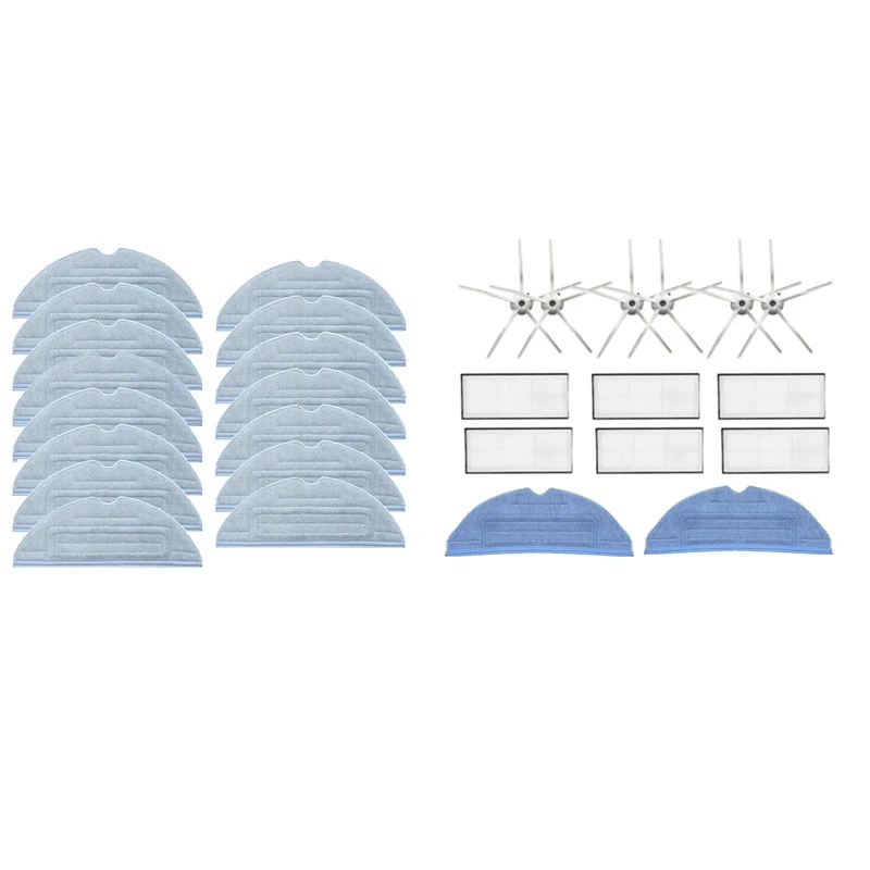 

2 Set Vacuum Cleaner Accessories: 1 Set Sweeper Mop Cloth & 1 Set Replacement Mop Rag Hepa Filter Side Brush