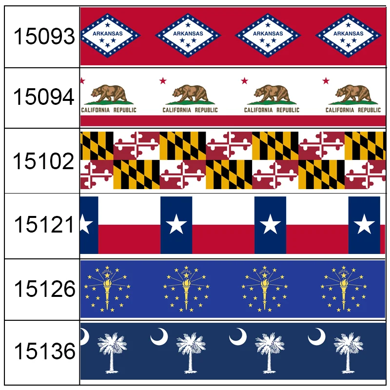 

DUWES 50yards 50 State Options Symbol Logo Printed Grosgrain Ribbon Accessories Material Headwear Decoration DIY Sewing D1685