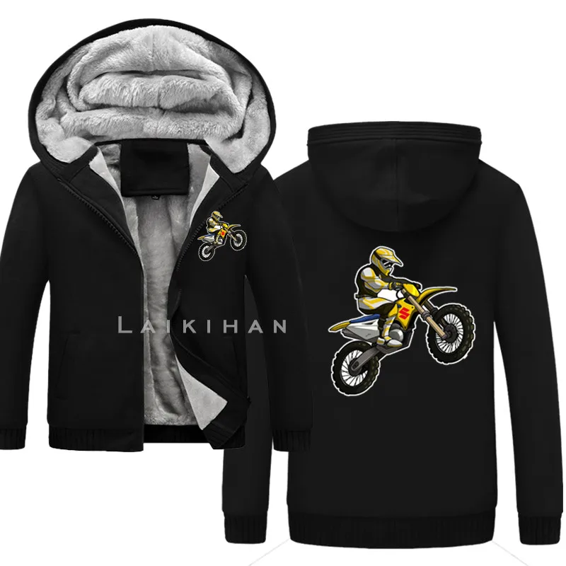 

Motorcyclist Rider Motorcycle Biker Winter Warm Coat Printed Thicken Hoodie Winter Warm Zipper Coat Hoodie