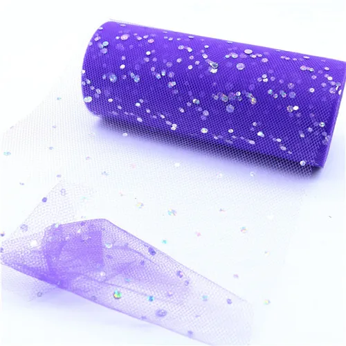 dp purple 15 см 25 ярдов лазерные блестки органза рулонные Тюлевая Ткань DIY Baby Shower свадебное украшение на День Благодарения домашнее украшение для вечеринки в день рождения - Цвет: dp purple
