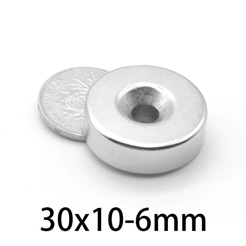 

1-30pcs 30*10-6mm Permanent Round Countersunk Neodymium Magnetic Magnet 30X10-6mm Round crafts Magnets 30*10 mm Hole 6mm