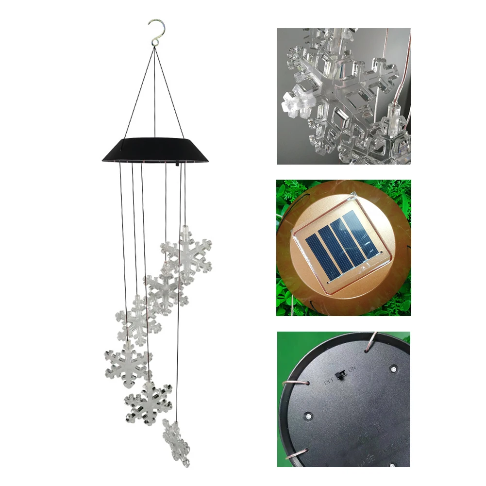 

Outdoor LED Solar Powered Snowflake Wind Chime Light Home Garden Hanging Decor